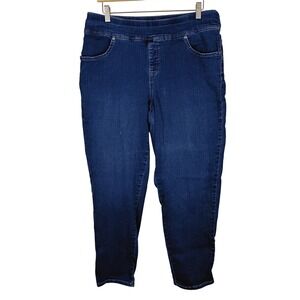 Terra & Sky Womens 1X 14W Dark Wash Pull On Skinny Jeans High Rise